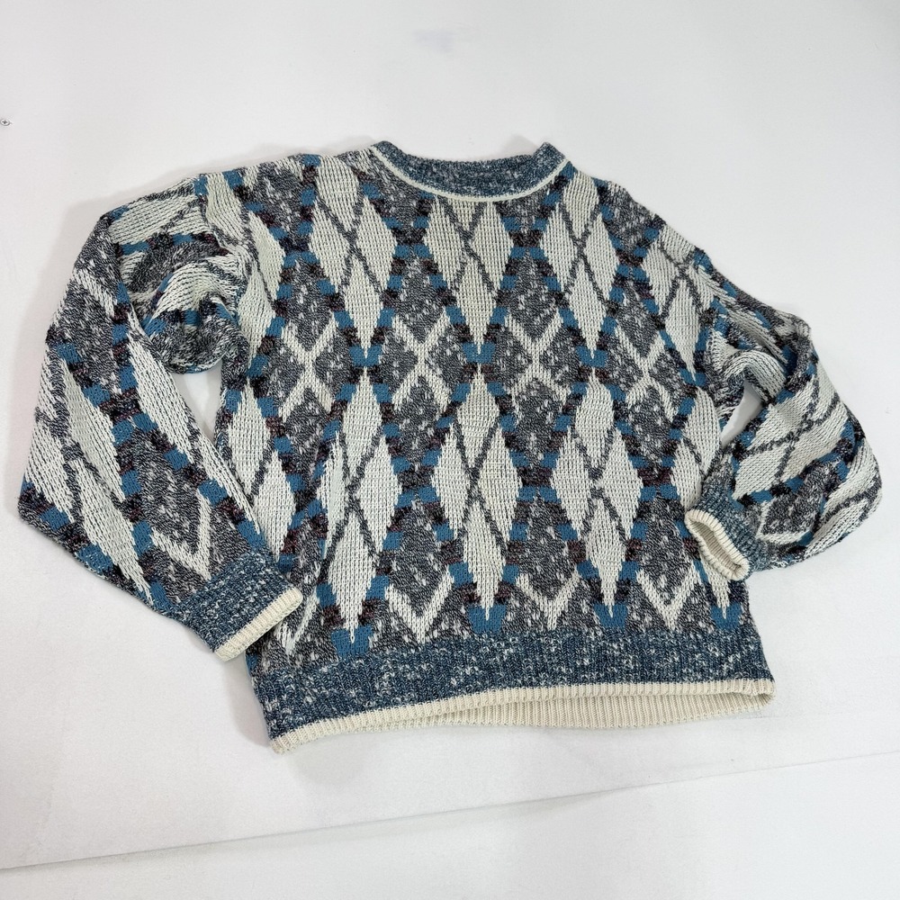 Vintage J.J. Cochran Sweater Mens Large Multicolor Argyle Knit Pullover USA 90s